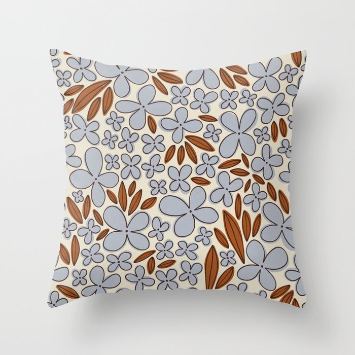 Four-leaf Flower Pattern / Grey & Brown Throw Pillow Gallery Image 6