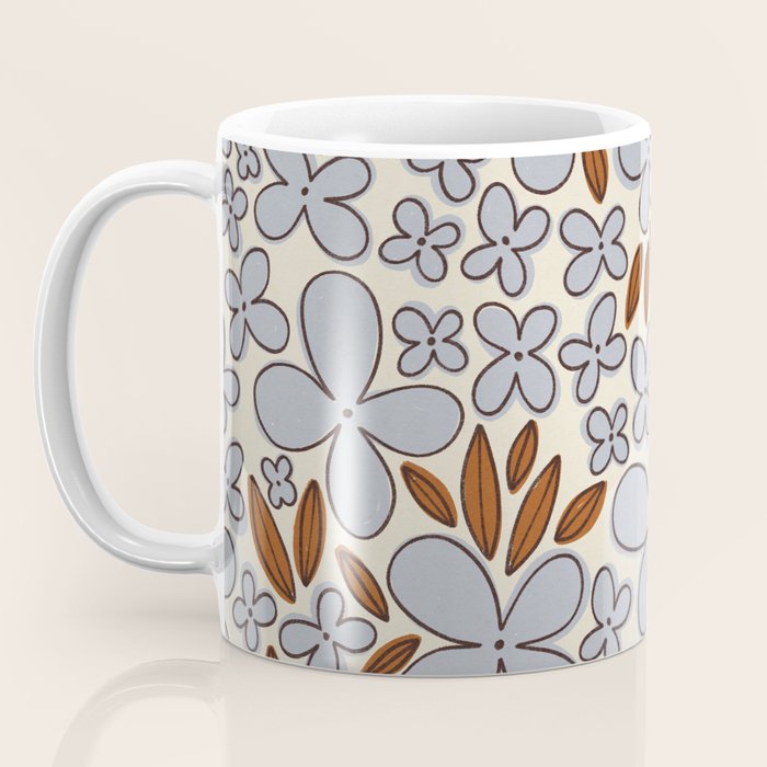 Four-leaf Flower Pattern / Grey & Brown Coffee Mug Gallery Image 3