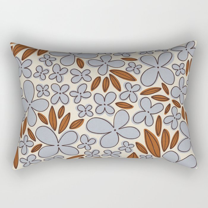 Four-leaf Flower Pattern / Grey & Brown Rectangular Pillow Gallery Image 2
