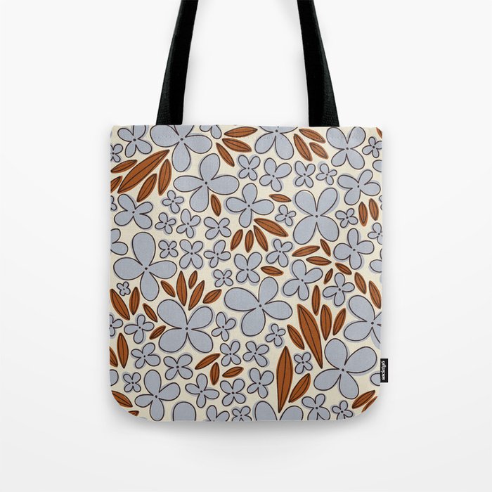 Four-leaf Flower Pattern / Grey & Brown Tote Bag Gallery Image 1