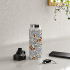 Four-leaf Flower Pattern / Grey & Brown Water Bottle Gallery Image 4