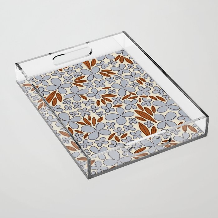Four-leaf Flower Pattern / Grey & Brown Acrylic Tray Gallery Image 1