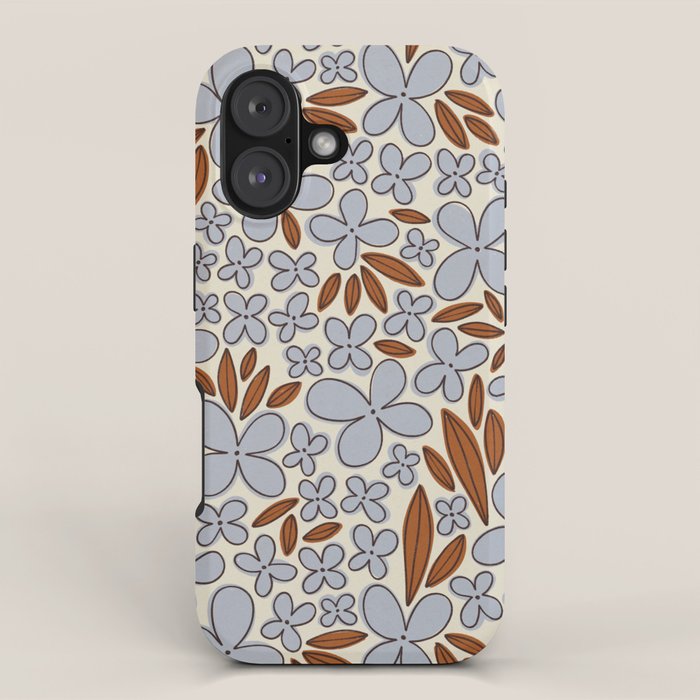 Four-leaf Flower Pattern / Grey & Brown iPhone Case Gallery Image 1