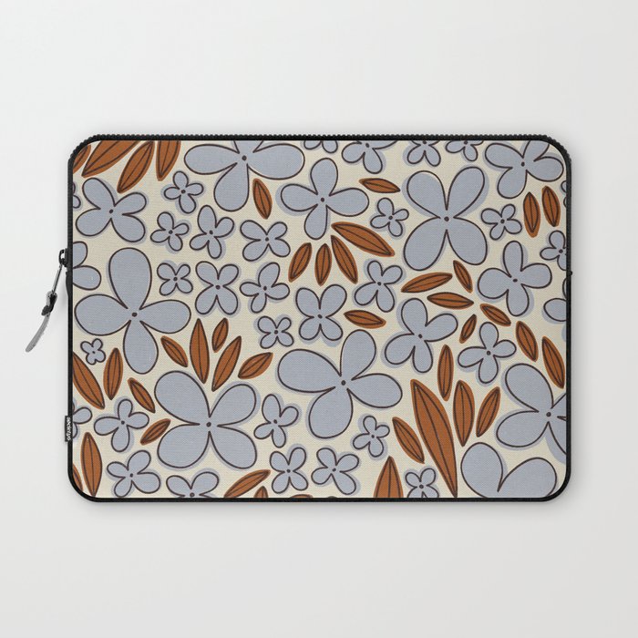 Four-leaf Flower Pattern / Grey & Brown Laptop Sleeve Gallery Image 1