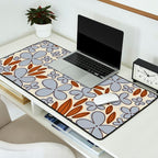 Four-leaf Flower Pattern / Grey & Brown Desk Mat Gallery Image 2
