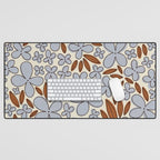 Four-leaf Flower Pattern / Grey & Brown Desk Mat Gallery Image 1
