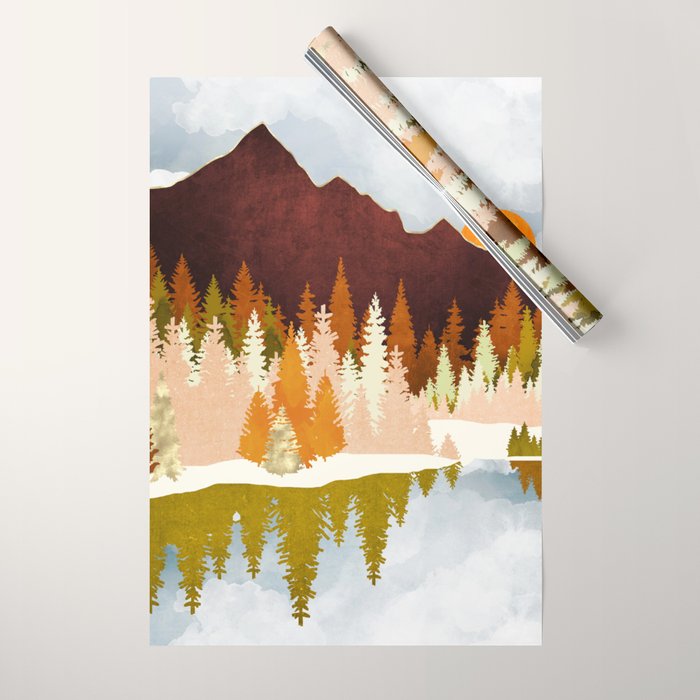 Winter Lake Forest Wrapping Paper Gallery Image 1