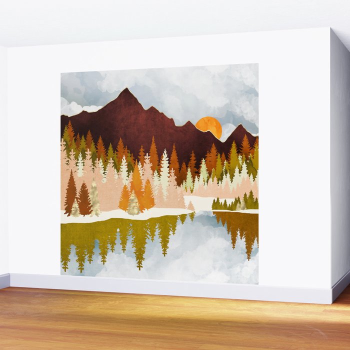 Winter Lake Forest Wall Mural Gallery Image 2