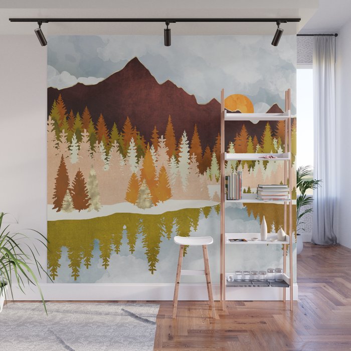 Winter Lake Forest Wall Mural Gallery Image 1
