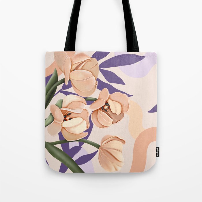 Large pink flowers MP3 Tote Bag Gallery Image 1