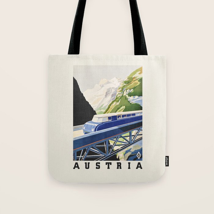Vintage Railway Poster Austria Alps, 1930s Tote Bag Gallery Image 1