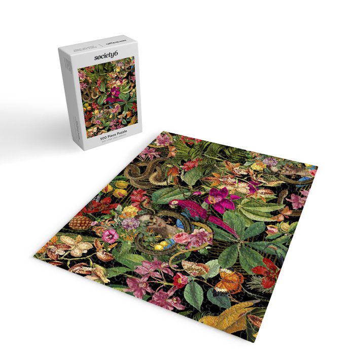 Snake Princess Tropical Jungle Vibes Multicolor  Black Jigsaw Puzzle Gallery Image 2