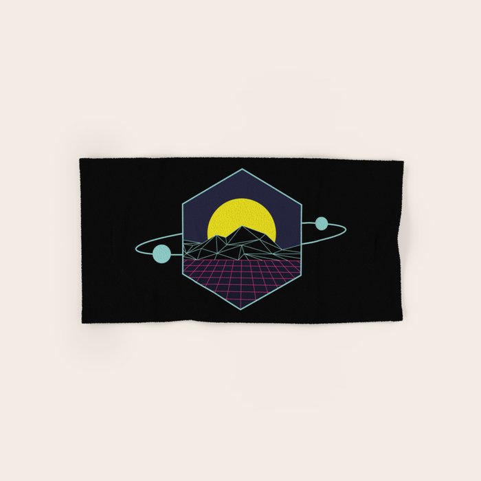 Outrun to the Sun / Spacewave / 80s Retro Bath Towel Gallery Image 1