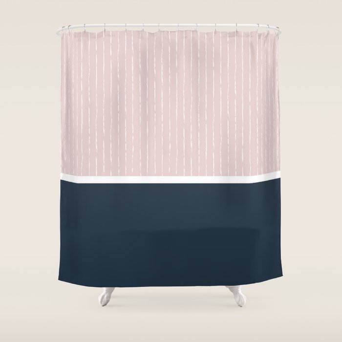 Pink & Navy Shower Curtain Gallery Image 1