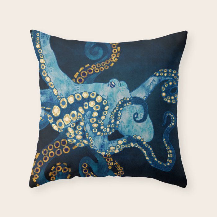 Metallic Octopus VII Throw Pillow Gallery Image 1