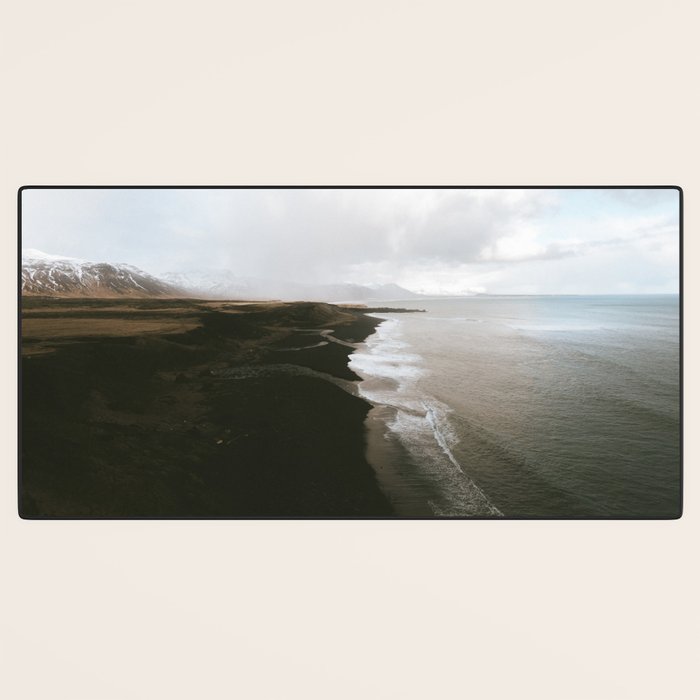 Moody black sand beach in Iceland - Landscape Photography Desk Mat Gallery Image 3
