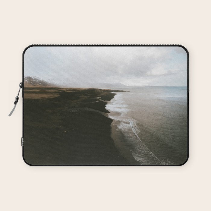 Moody black sand beach in Iceland - Landscape Photography Laptop Sleeve Gallery Image 1