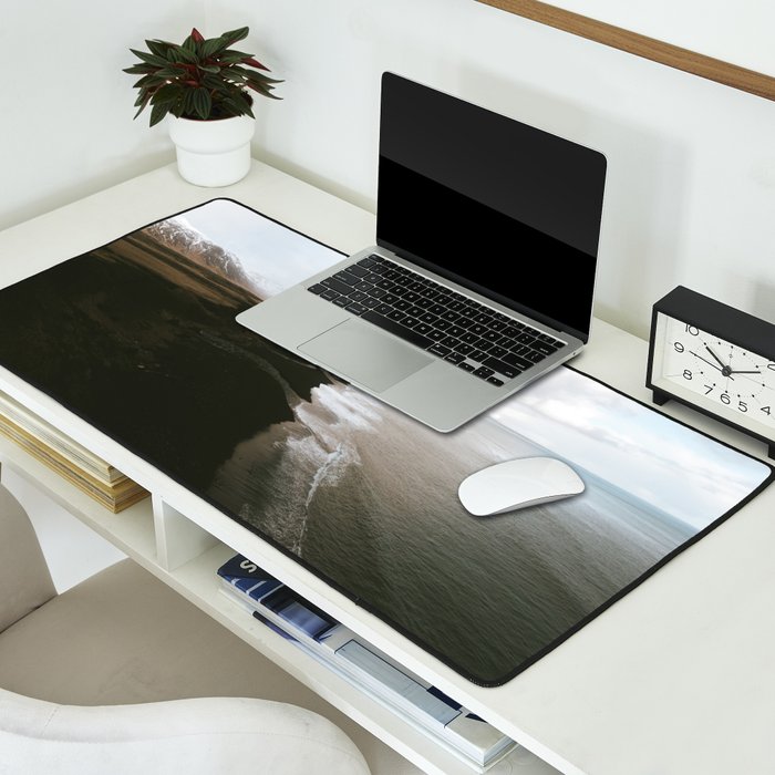 Moody black sand beach in Iceland - Landscape Photography Desk Mat Gallery Image 2