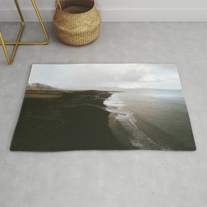 Moody black sand beach in Iceland - Landscape Photography Rug Gallery Image 1