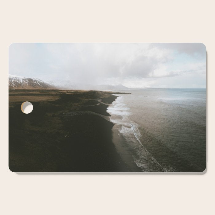 Moody black sand beach in Iceland - Landscape Photography Cutting Board Gallery Image 1
