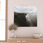 Moody black sand beach in Iceland - Landscape Photography Wall Tapestry Gallery Image 2