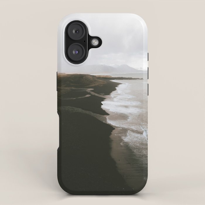 Moody black sand beach in Iceland - Landscape Photography iPhone Case Gallery Image 1