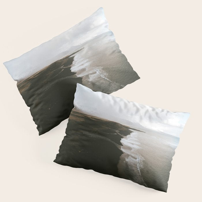Moody black sand beach in Iceland - Landscape Photography Pillow Sham Gallery Image 3
