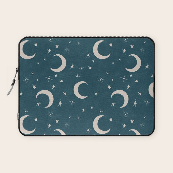 Goodnight Sky - silver moon Laptop Sleeve Gallery Image 1