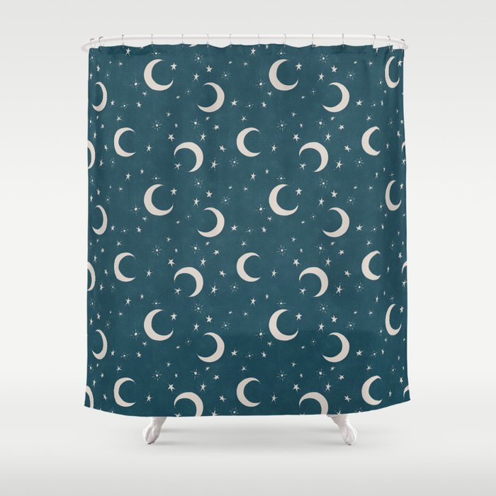 Goodnight Sky - silver moon Shower Curtain Gallery Image 1