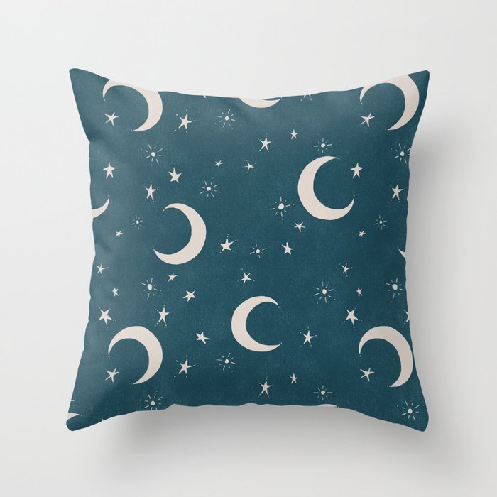 Goodnight Sky - silver moon Throw Pillow Gallery Image 6