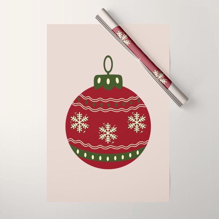Christmas Bauble Red Wrapping Paper Gallery Image 1