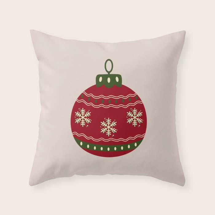 Christmas Bauble Red Throw Pillow Gallery Image 6