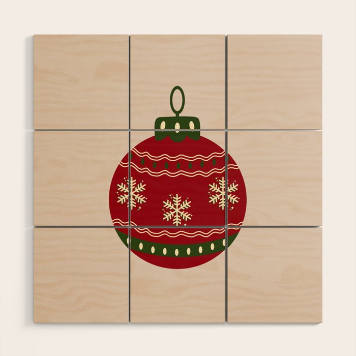 Christmas Bauble Red Wood Wall Art Gallery Image 1