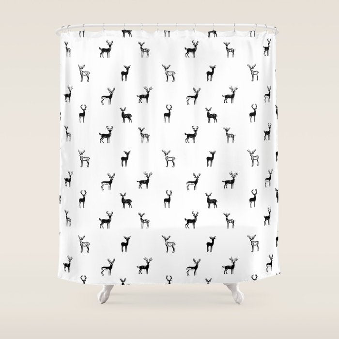 Reindeer animal art pattern Shower Curtain Gallery Image 1