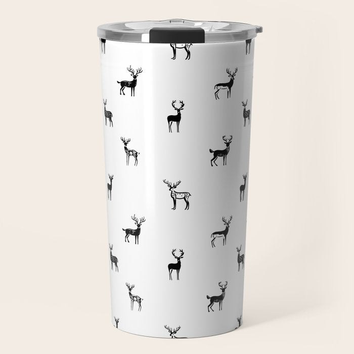 Reindeer animal art pattern Travel Mug Gallery Image 1