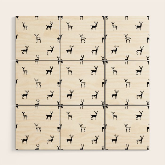 Reindeer animal art pattern Wood Wall Art Gallery Image 1