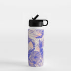 Blue and pink leafy jungle J Water Bottle Gallery Image 1