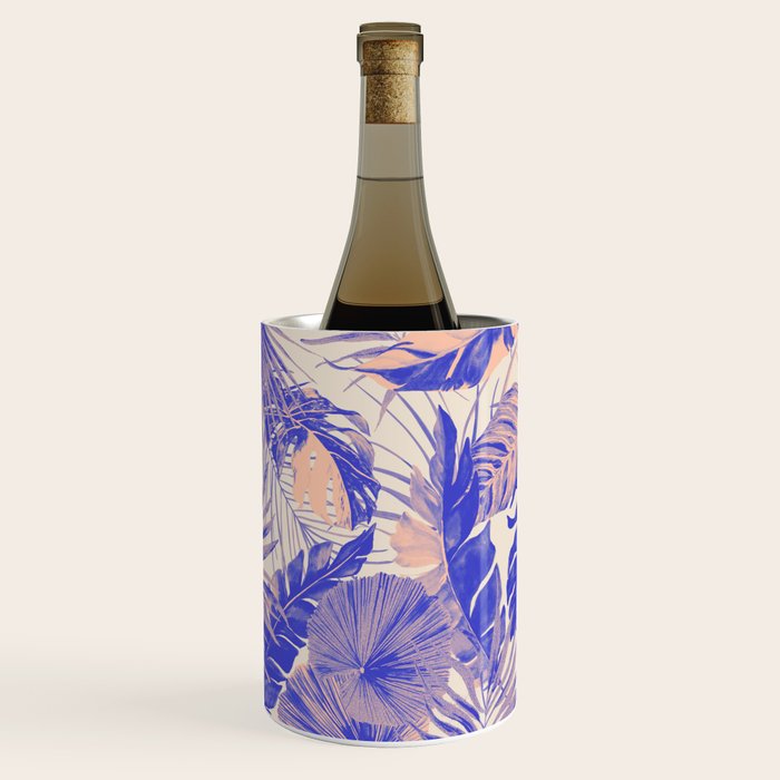 Blue and pink leafy jungle J Wine Chiller Gallery Image 1