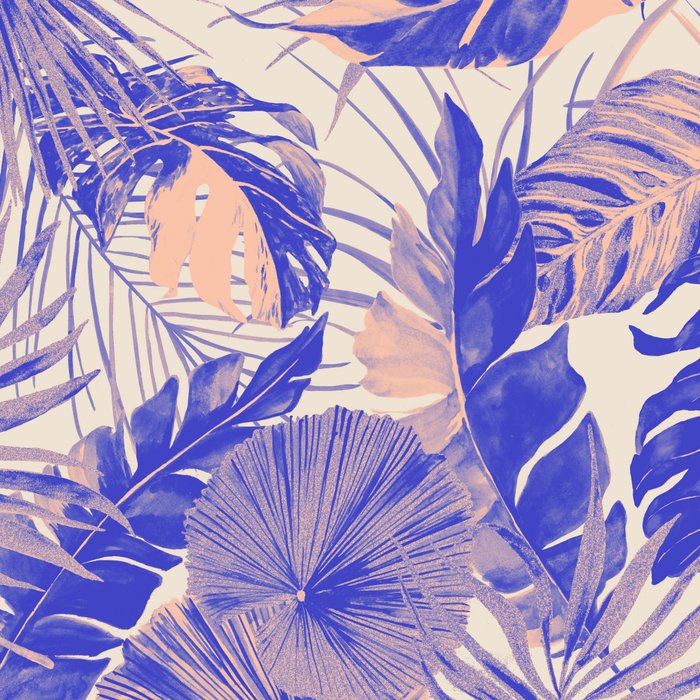 Blue and pink leafy jungle J Coffee Mug Gallery Image 2