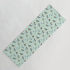 Horses and Small Flowers, Mint Blue, Horse Decor, Floral Print, Horse Art Yoga Mat Gallery Image 1