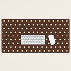 Vintage polka dots baroque brown & cream Desk Mat Gallery Image 1