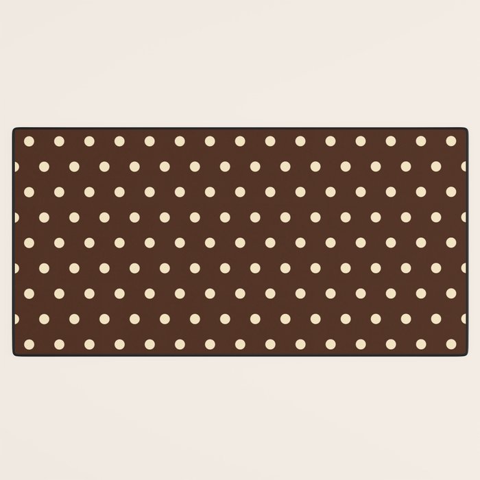 Vintage polka dots baroque brown & cream Desk Mat Gallery Image 3
