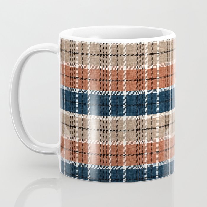 fall plaid - navy, orange & tan Coffee Mug Gallery Image 3