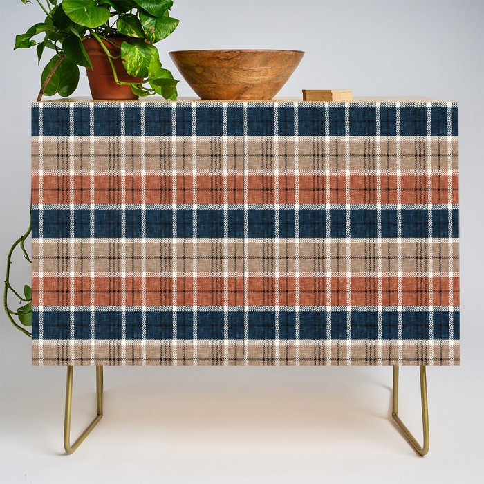 fall plaid - navy, orange & tan Credenza Gallery Image 1