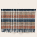 fall plaid - navy, orange & tan Wall Hanging Gallery Image 1
