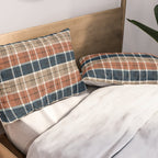 fall plaid - navy, orange & tan Pillow Sham Gallery Image 2