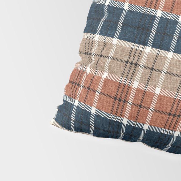 fall plaid - navy, orange & tan Pillow Sham Gallery Image 4