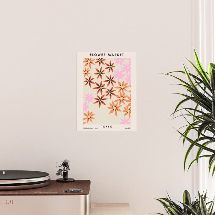 Colorful flowers. Abstract botanical art. Flower market. Tokyo exhibition print Poster Gallery Image 2