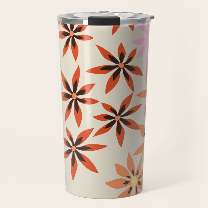 Colorful flowers. Abstract botanical art. Flower market. Tokyo exhibition print Travel Mug Gallery Image 1