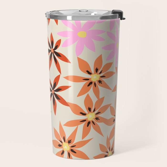 Colorful flowers. Abstract botanical art. Flower market. Tokyo exhibition print Travel Mug Gallery Image 2